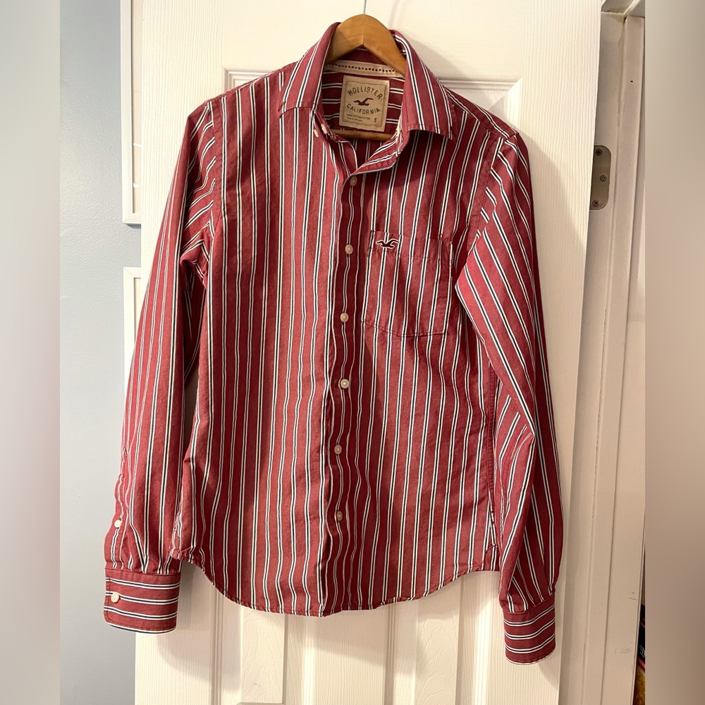 Mens Small Hollister Co Beach Surf Cali casual button down long sleeve shirt